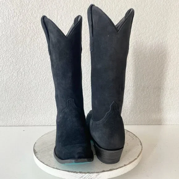 Black Suede Heeled Boots - Picture 11 of 14